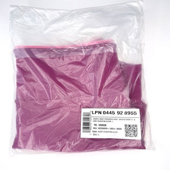 Fabletics Boost PowerHold® High-Waisted Short 4” Berry Crush/Pink Bloom Size L N - Picture 5 of 9